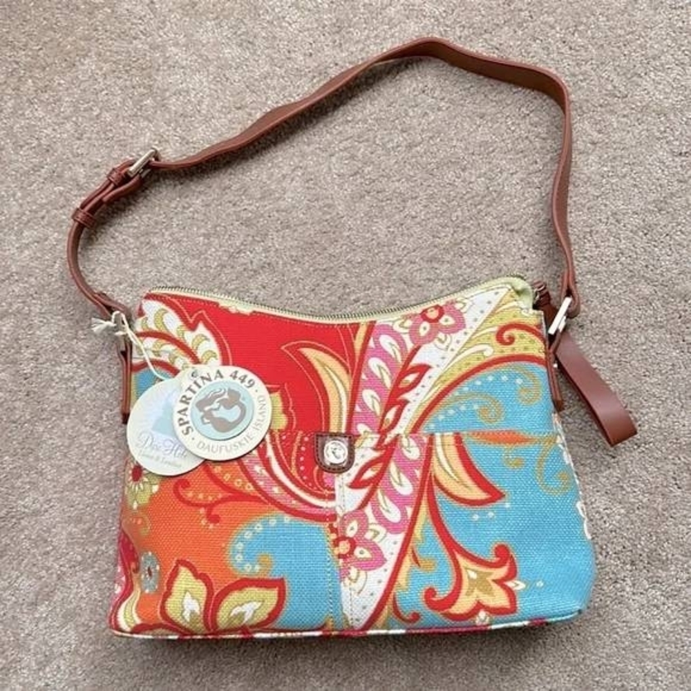 Spartina 449 Red and Blue Floral Shoulder Bag